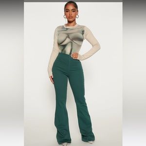 Pull On No Gap Stretch Flare Jeans - Green